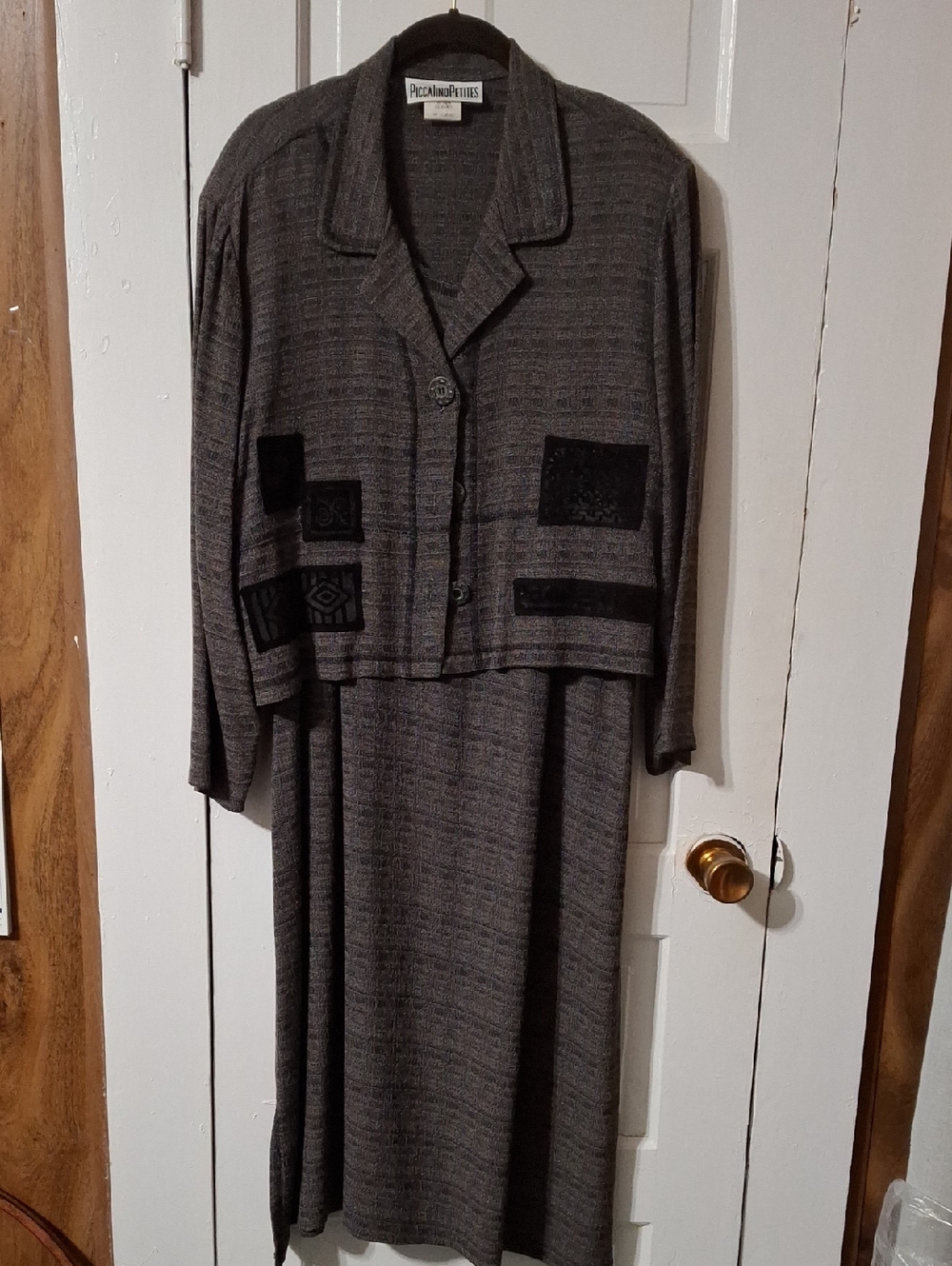 Nina Piccalino Charcoal Two-Piece Long Sleeve Dress Set (Mis323)